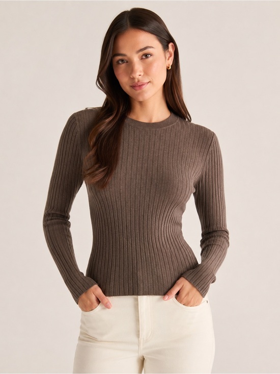 Quince Sweaters - Quince Cotton Cashmere Ribbed Long Sleeve Sweater Mocha Heather Women’s Size L